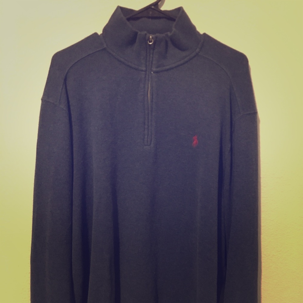 Dark blue polo long sleeve half zip pullover